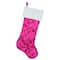 20.5" Sequin Snowflake Stocking with White Faux Fur Cuff, Pink